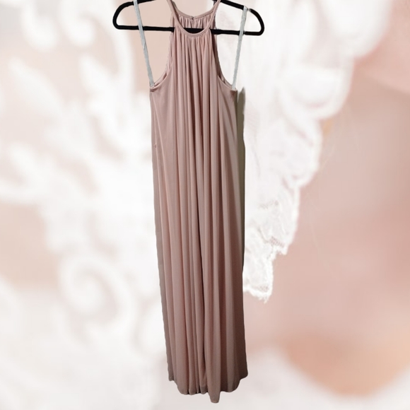 soft mesh halter bridesmaid dress with slim sash Soft Mesh Halter Short Bridesmaid Dress